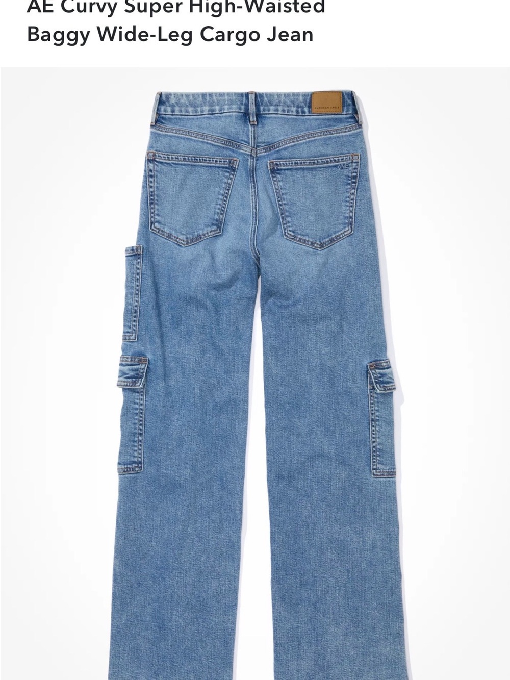 American Eagle Outfitters Light Blue Wide-Leg Cargo Jeans - Picture 4 of 9